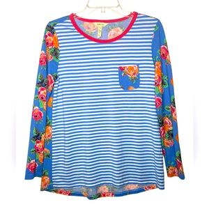 Matilda Jane‎ “Me Time” Long Sleeve Striped Floral Tee Sz S